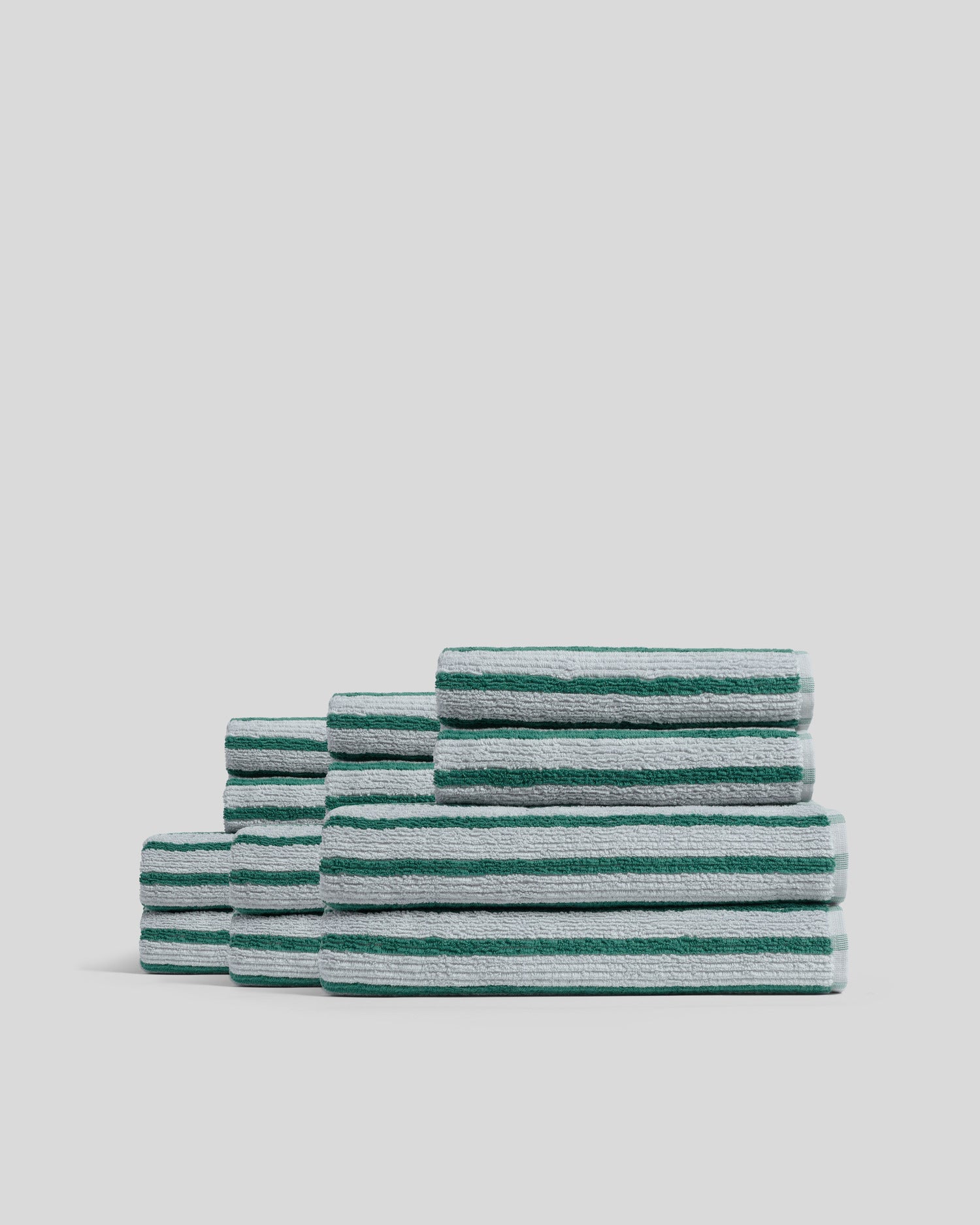 6+6 Organic Resort Stripe Bath Bundle - Sky with Malachite