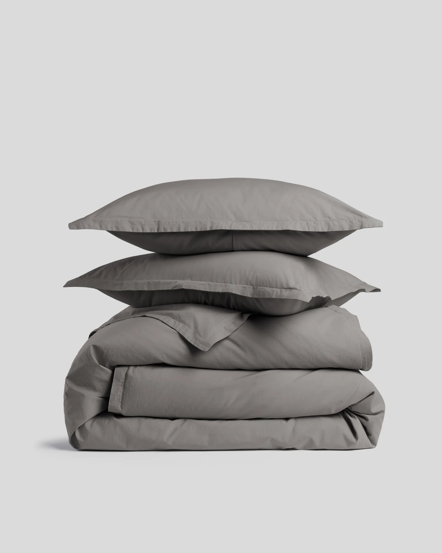 Brushed Cotton Duvet Cover Set - Pebble F/Q