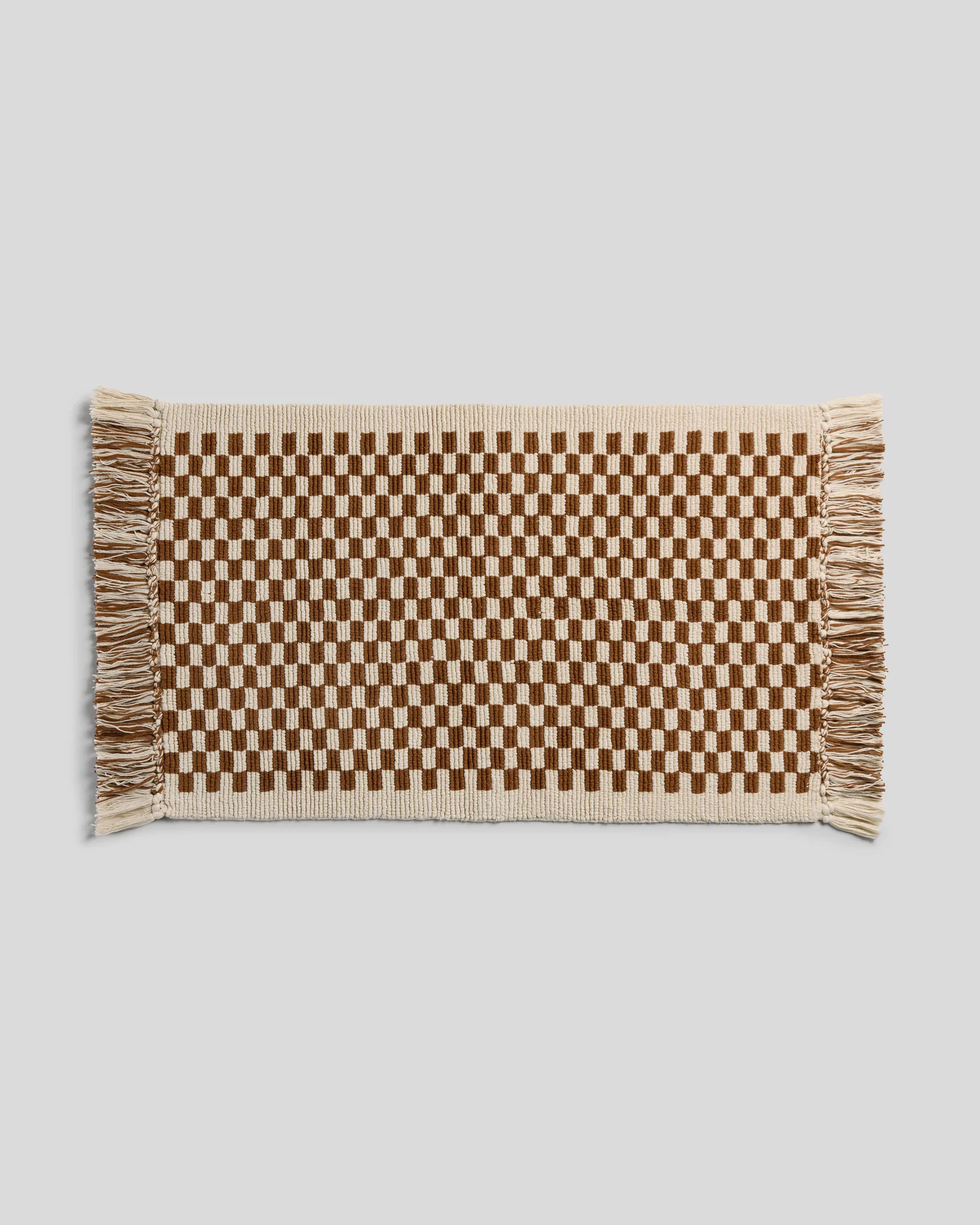Organic Checkered Bath Rug (Natural and Tobacco)