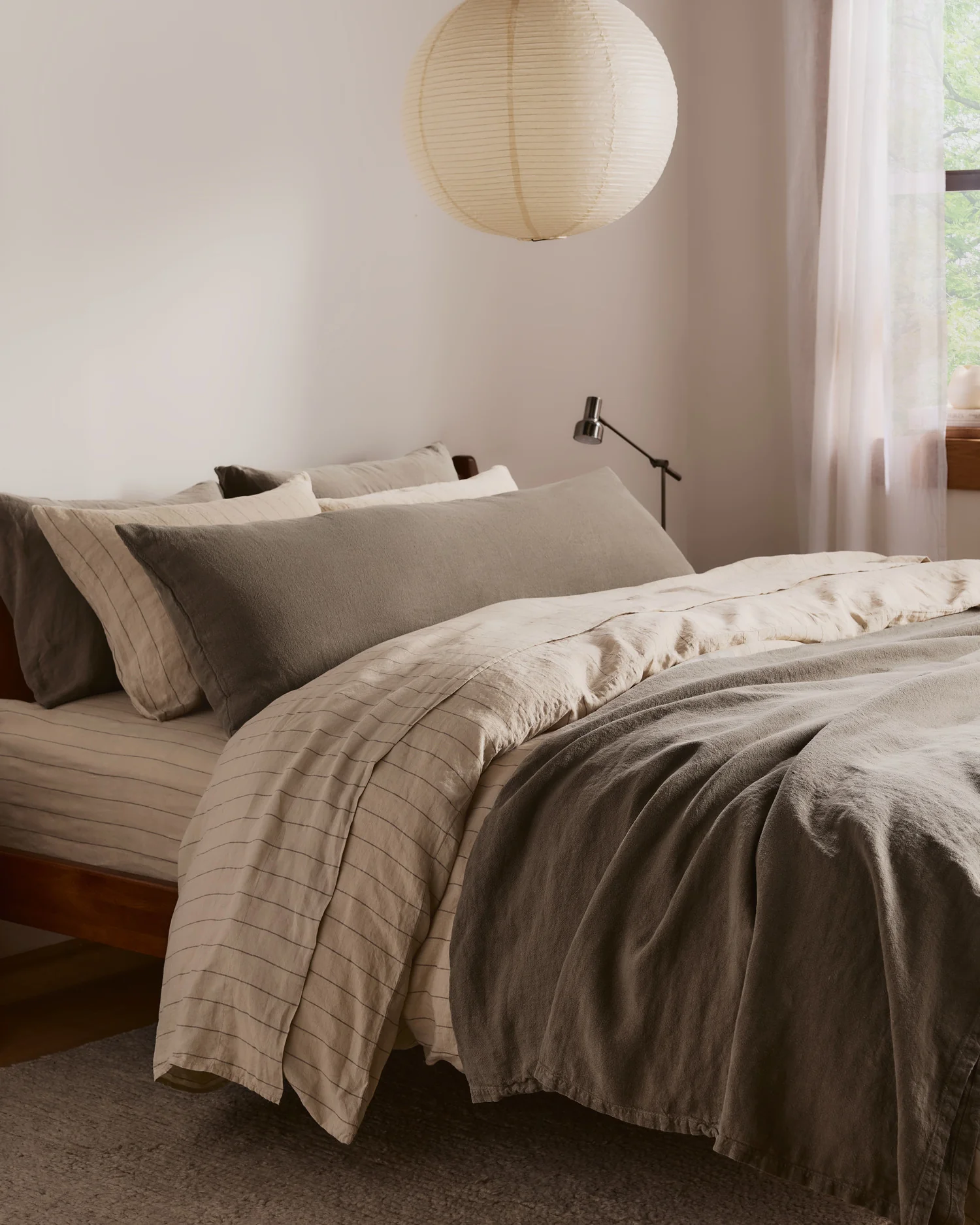 Linen Fitted Sheet (Bone Stripe) - Image 4