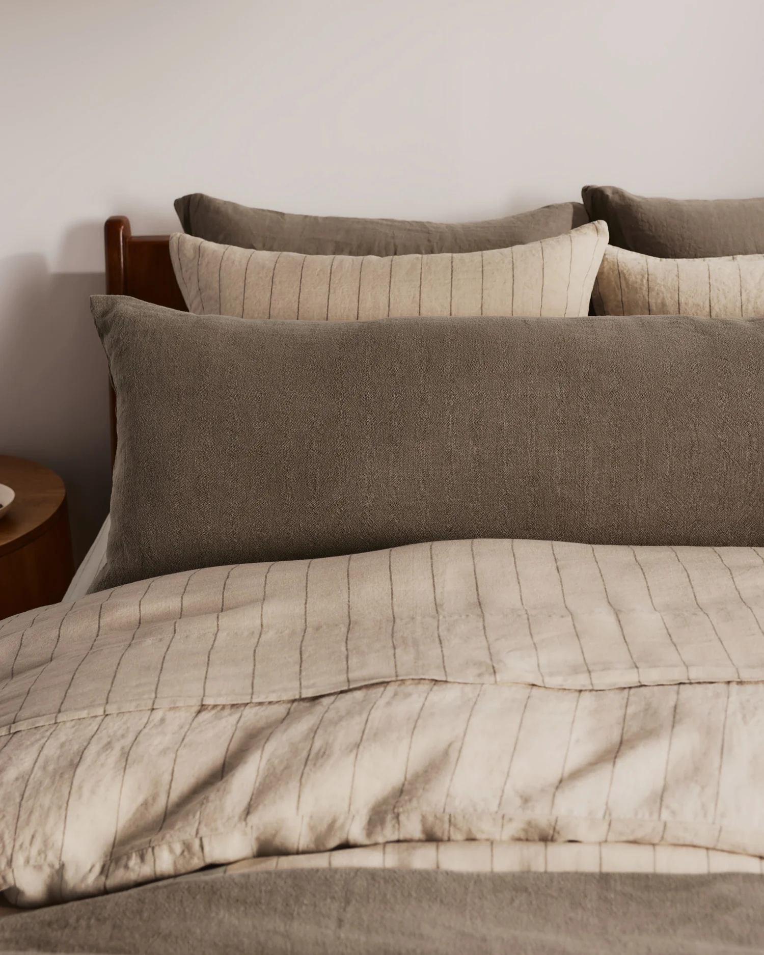 Vintage Linen Body Pillow Cover (Warm Grey) - Image 4