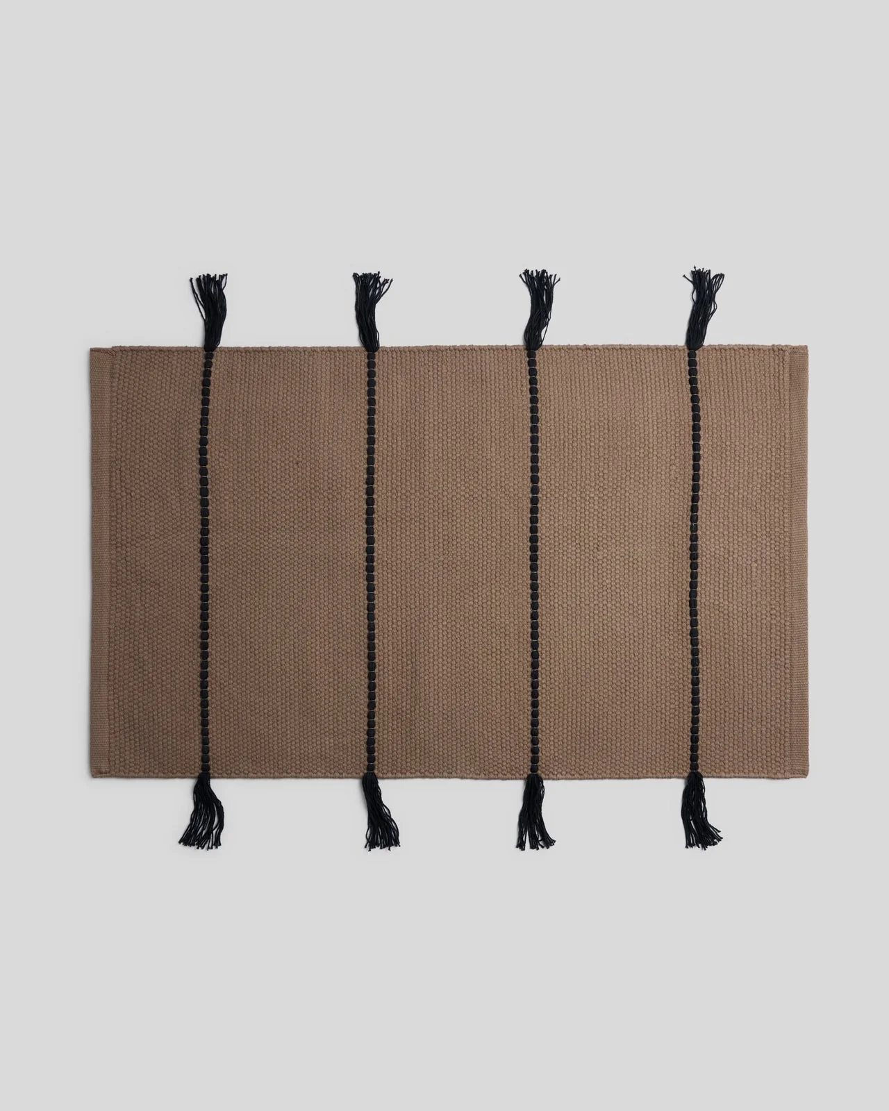 Organic Tassel Bath Rug (Warm Grey and Soft Black)