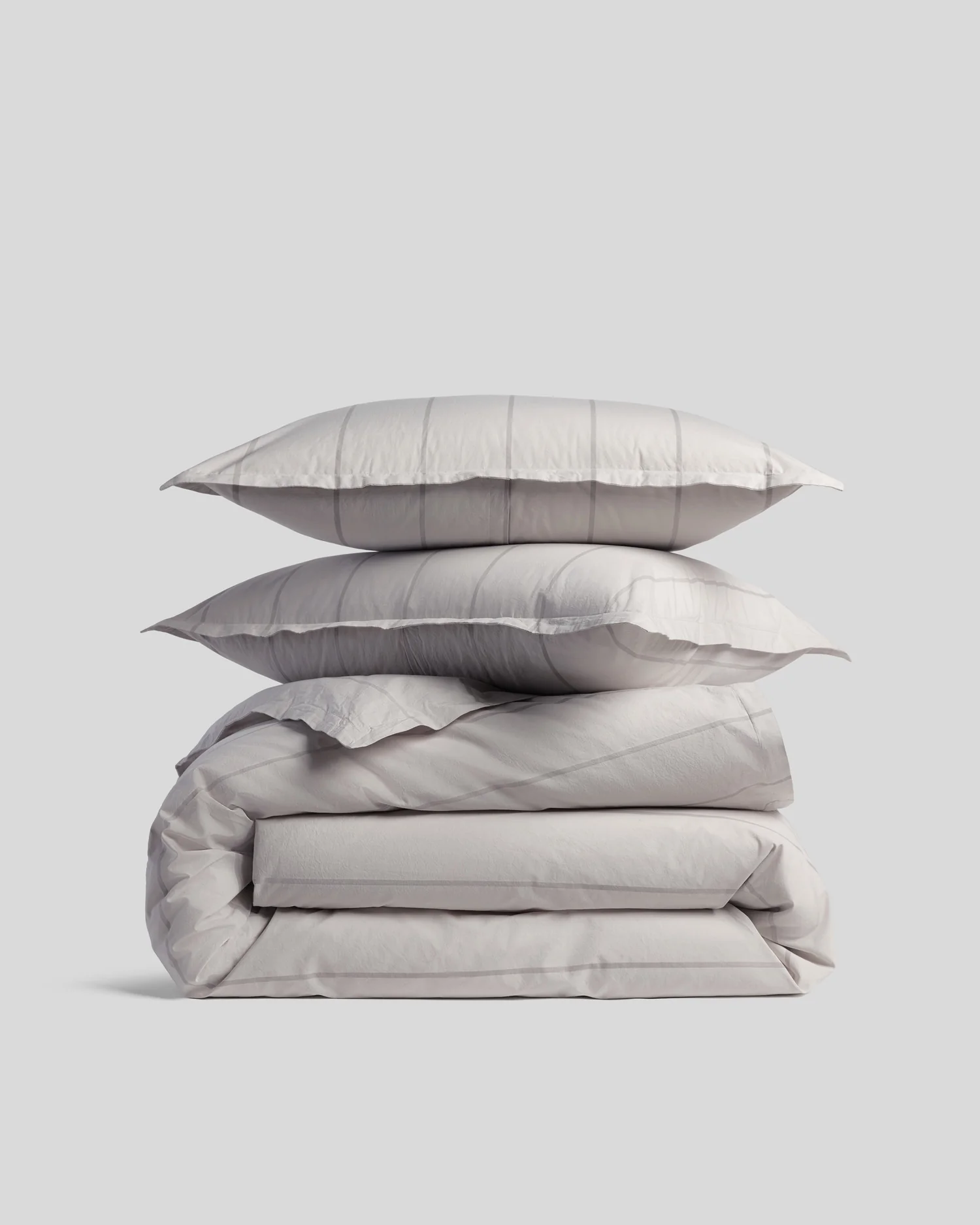 Percale Duvet Cover Set - Pebble Stripe F/Q