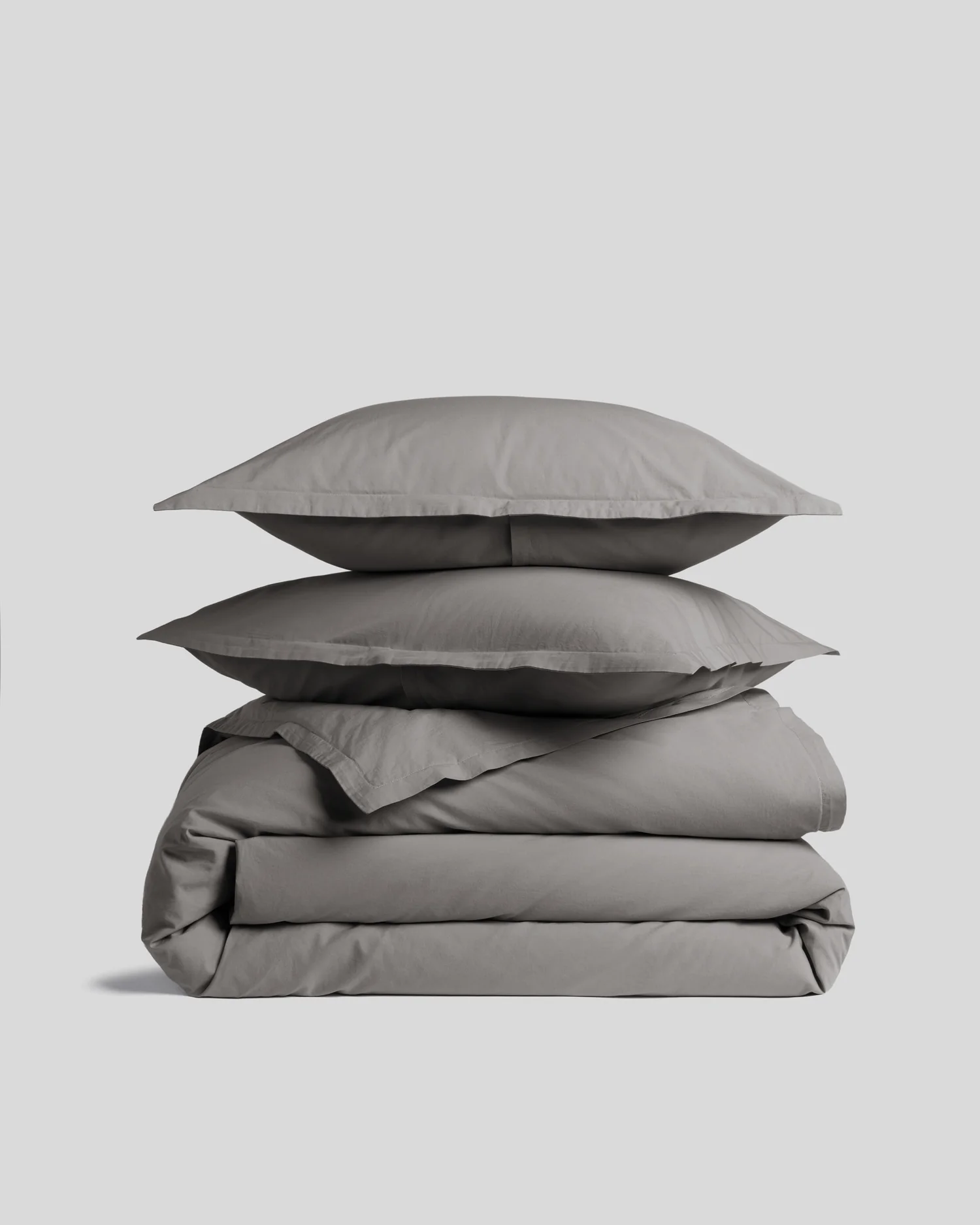 Percale Duvet Cover Set - Pebble F/Q